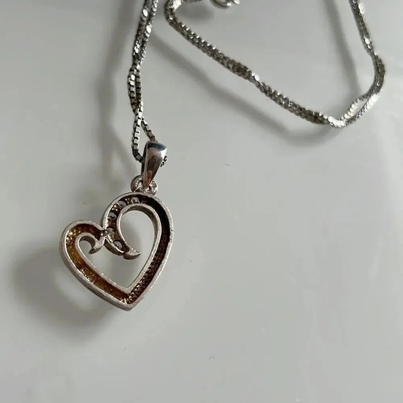 Silver Plated Heart Shaped Necklace with Charm - Picture 6 of 9